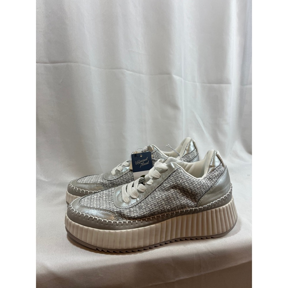 Universal Thread Womens Silver Grey Platform Sneakers Memory Foam Shoes Size 11